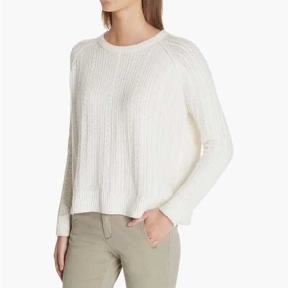 ATM Anthony Thomas Melillo Cable Knit Crew Neck Sweater Pullover Ivory Small - Picture 4 of 16